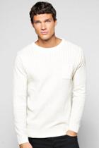 Boohoo Ribbed Jumper With Patch Pocket Stone