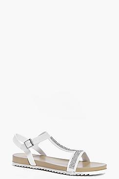 Boohoo Imogen T Bar Embellished Sandal