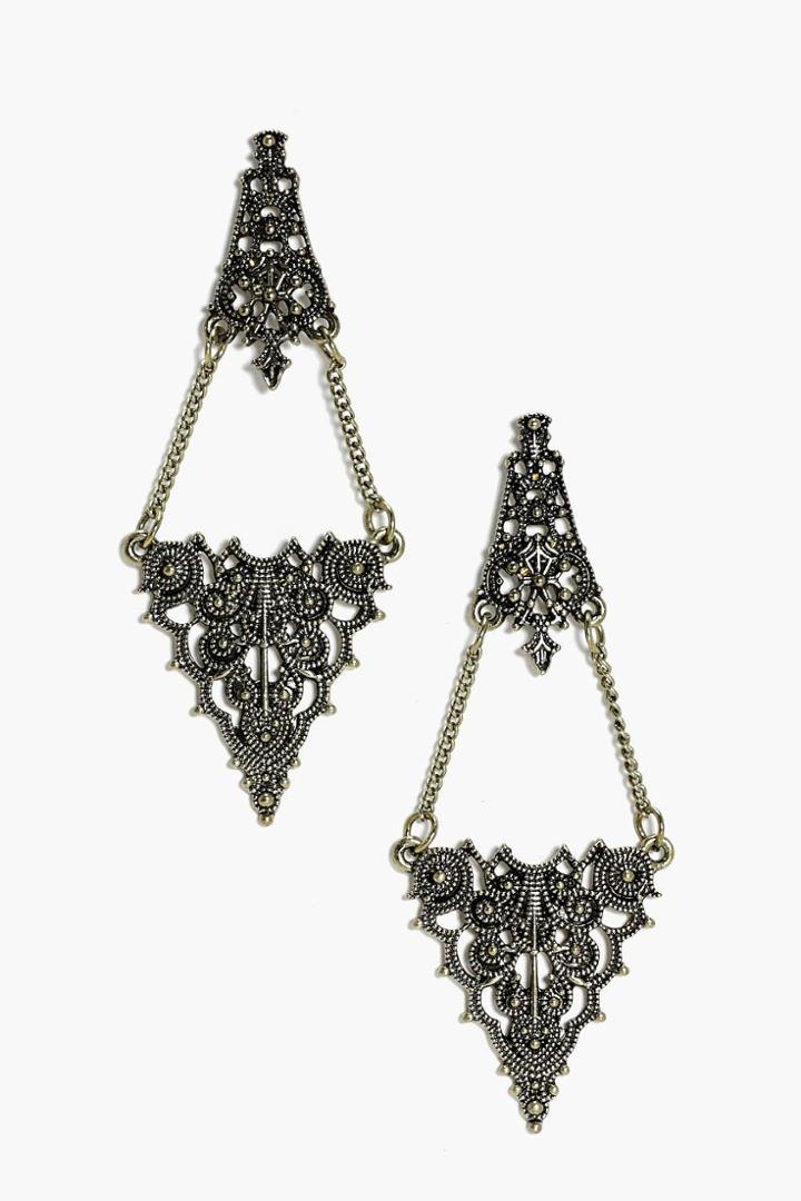 Boohoo Orla Chandelier Boho Earrings Gold