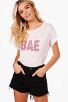 Boohoo Abigail Bae Sequin Slogan T-shirt
