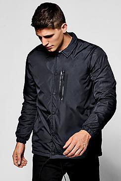 Boohoo Black Coach Jacket With Ma1 Chest Zip