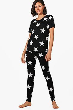 Boohoo Sophia Star Print T & Legging Pj Set