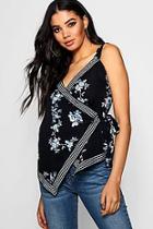 Boohoo Louisa Floral Scarf Print Wide Strap Cami