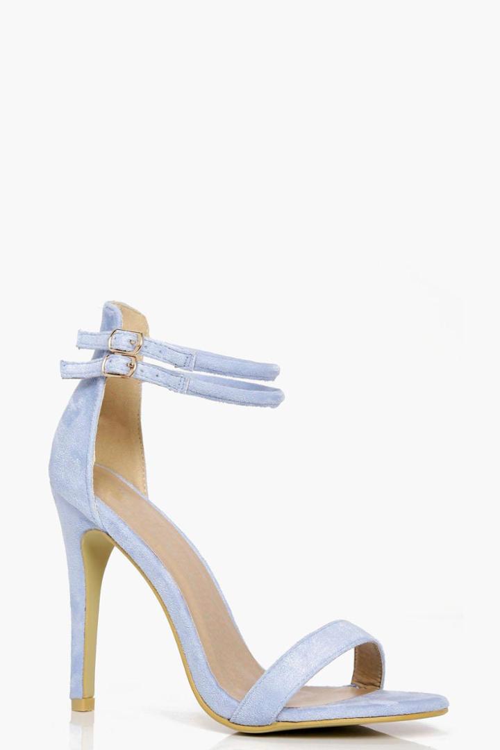 Boohoo Libby Double Ankle Band 2 Part Heels Blue