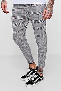 Boohoo Prince Of Wales Red Check Smart Jogger