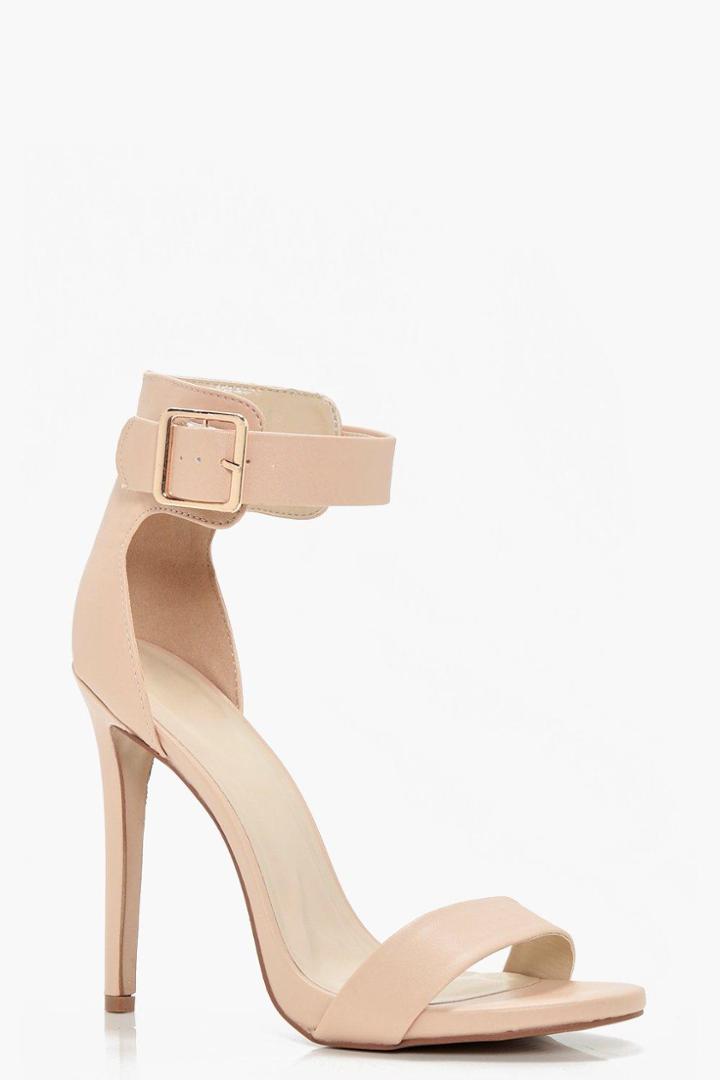 Boohoo Melissa 2 Part Heel With Buckle Detail Nude