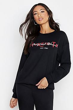 Boohoo Austin Tx Slogan Oversized Sweatshirt
