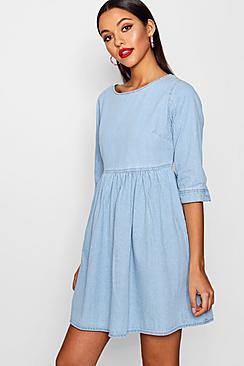 Boohoo Oversized Denim Smock Dress
