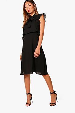 Boohoo Lucy Frill Detail Tailored Dress