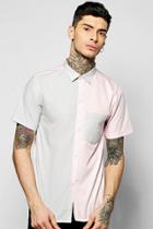 Boohoo Short Sleeve Mixed Panel Shirt Pink