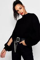 Boohoo Lauren Turtle Neck Crop Split Sleeve Jumper