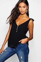 Boohoo Tie Strap Button Detail Cami
