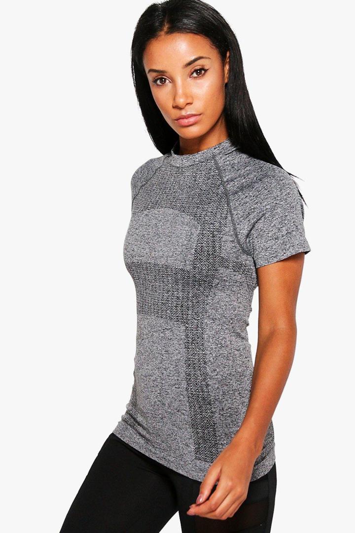 Boohoo Isabella Fit Seamless Running Tee Black