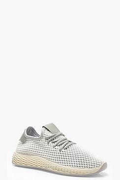 Boohoo Lace Up Knitted Sports Trainers