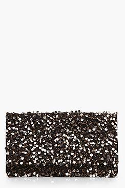 Boohoo Lydia 3d Sequin Fold Over Clutch Bag