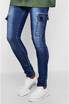 Boohoo Super Skinny Jeans With Cargo Pockets