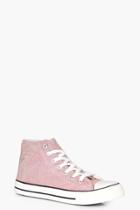 Boohoo Ella Metallic Canvas High Top Pink