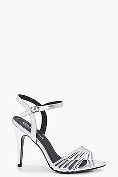 Boohoo Iva Metallic Cage Strappy 2 Part Heels