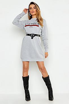 Boohoo L'amour Slogan Sweat Dress