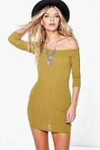 Boohoo Sonia Ribbed Off The Shoulder Bodycon Dress