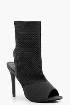 Boohoo Lizzie Knitted Peeptoe Shoe Boots