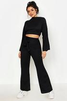 Boohoo Tie Waist Ribbed Neon Co-ord