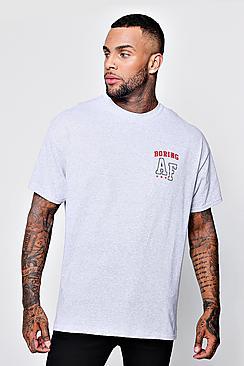Boohoo Boring Af Oversized Slogan Tee