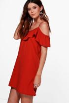 Boohoo Tall Alaya Ruffle Front Dress Spice