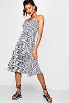 Boohoo Maddie Wave Stripe Strappy Midi Dress
