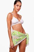 Boohoo Flora Neon Citrus Pom Pom Beach Sarong