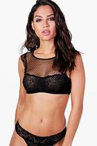 Boohoo Ella Spot Mesh + Lace Crop