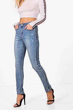 Boohoo Katya Frayed Seam Skinny Jeans