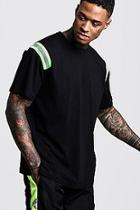 Boohoo Loose Fit Velour T-shirt With Neon Tape