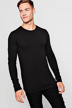 Boohoo Man Signature Muscle Fit L/s Curve Hem Tee