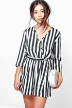 Boohoo Ruby Mono Self Belt Playsuit Multi