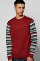 Boohoo Colour Block Cable Jumper Wine