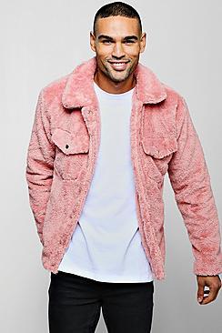 Boohoo Faux Fur Trucker Coat