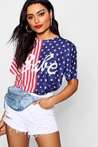 Boohoo Slogan Stars + Stripes T-shirt