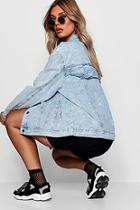 Boohoo Plus Meg Frill Back Stud Detail Denim Jacket