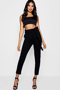 Boohoo Tie Waist Trouser
