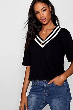 Boohoo Tall Sports Rib V Neck Sweat