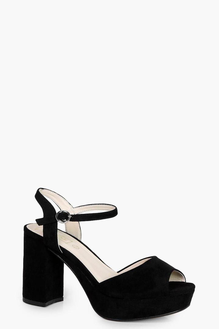 Boohoo Beth Platform Peeptoe 2 Part Sandal Black