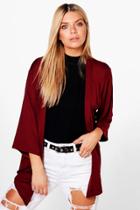 Boohoo Paige Jersey Kimono Jacket Berry