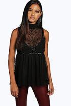 Boohoo Boutique Honey High Neck Mix Sequin Swing Tunic