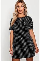 Boohoo Plus Crepe Polka Dot Shift Dress