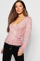 Boohoo Petite Knit Cross Front Cropped Sweater