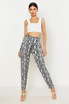 Boohoo Snake Print Tapered Trouser