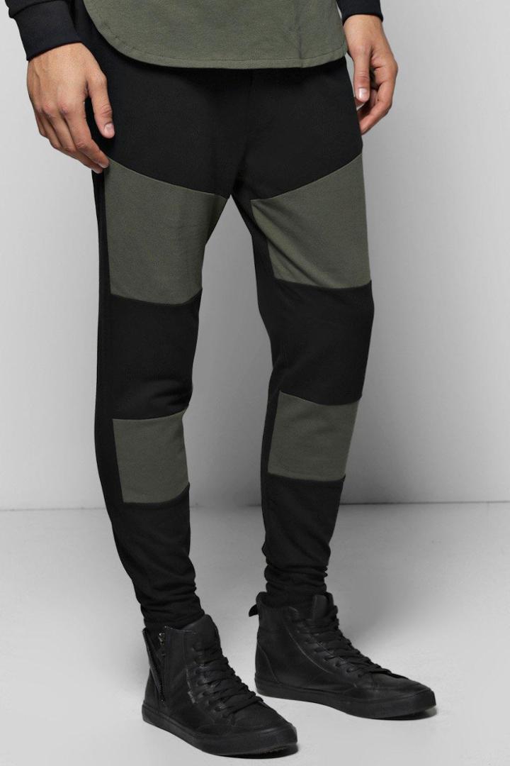 Boohoo Skinny Fit Colour Block Joggers Black