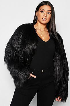 Boohoo Plus Shaggy Faux Fur Jacket
