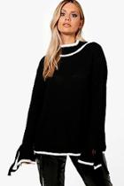 Boohoo Plus Lucy Roll Neck Tipped Tie Sleeve Jumper